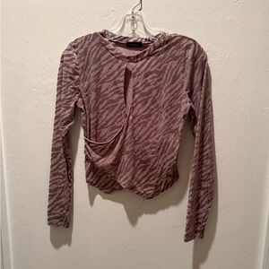 Junior's Triple Seven Zebra Print Long Sleeve Top- Size Large